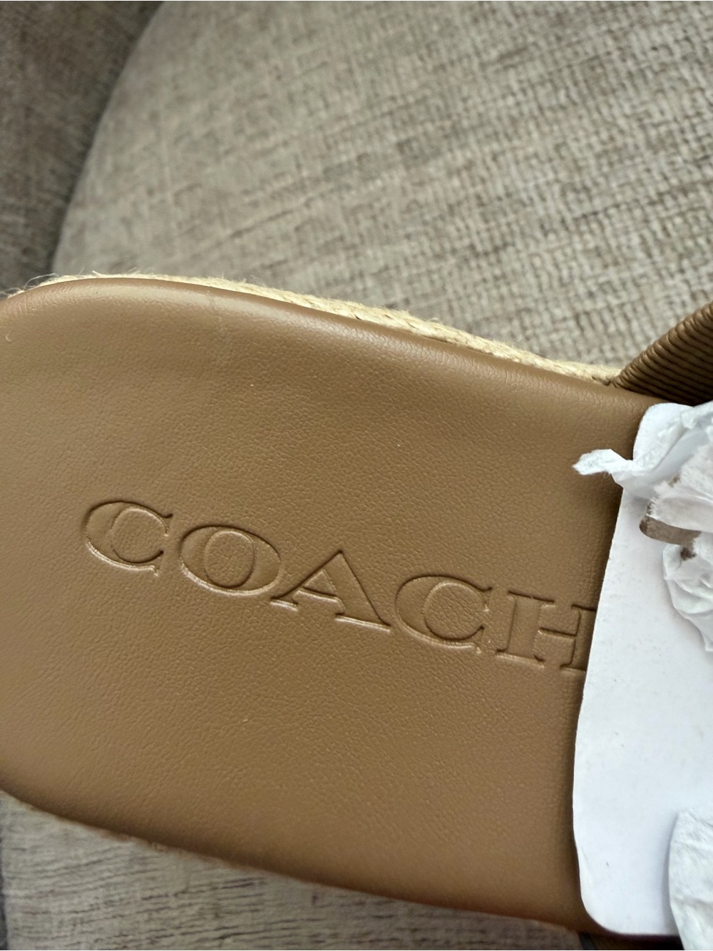 Coach size 7 Brown Suede Espadrille Platform Wedge Slides - Picture 14 of 16